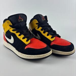 Nike Air Jordan 1 Shoes Mid SE Amarillo Team Orange 7Y Youth